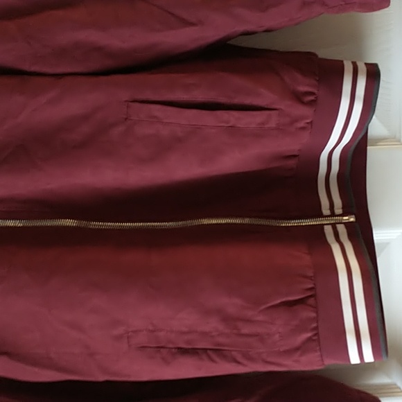 Zara Burgundy Suade-Like Bomber Jacket - Picture 2 of 8